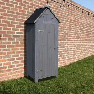 Outdoor Bideford Garden Wooden Storage Cabinet Tool Shed - Grey