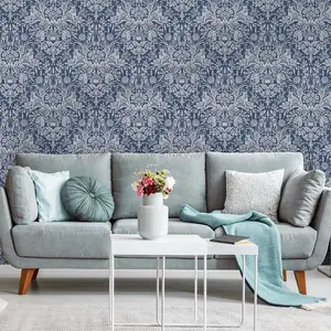 World of Wallpaper Harlen Woodland Wallpaper Navy (50340-BUR)