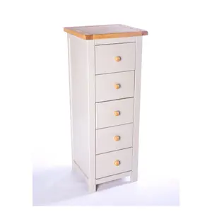 Argenta 5 Drawer Narrow Chest of Drawers Wood Knob