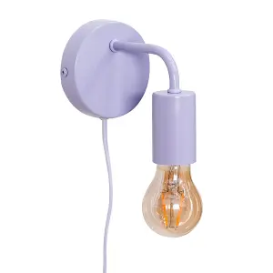 ValueLights Jordy Plug in Colour Pop Lilac Easy Fit Wall Light - Bulb Included