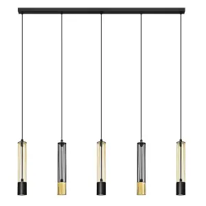 Luminosa Bars Straight Bar Pendant Ceiling Light Black, Gold 120cm