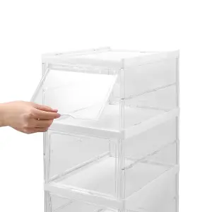 6 Tier Transparent Stackable Foldable Shoe Storage box Shoe Organiser