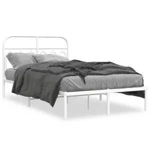 Berkfield Metal Bed Frame without Mattress with Headboard White 120x190cm