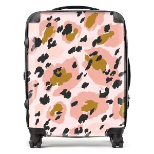 Hand Drawn Pink Leopard Print Suitcase - Large