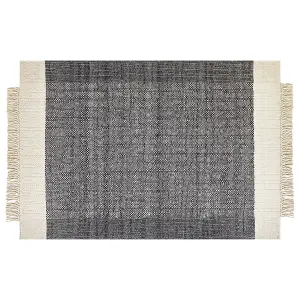 Wool Area Rug 160 x 230 cm Black and Off-White ATLANTI