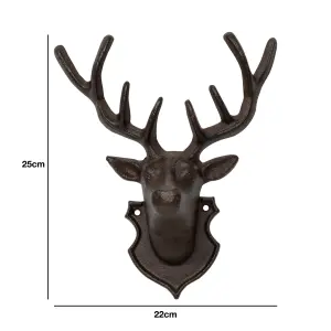 Woodside Cast Iron Wall Mounted Deer Head Statue