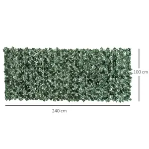 Outsunny Artificial Leaf Hedge Privacy Screen Roll Garden Fence Panel 1m x 2.4m