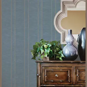 Galerie Palazzo Blue Pleated Stripe Embossed Wallpaper