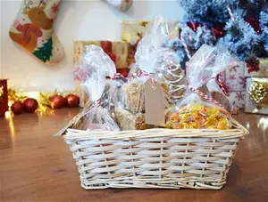 Small Hamper Basket Kit - 4 Piece Set - Wooden - Gift Wrapping Supplies - Stationery Supplies