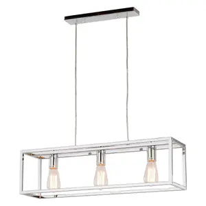 Luminosa Industrial And Retro Hanging Pendant Chrome 3 Light , E27