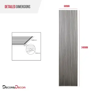 DecorAndDecor - Acoustic Slat Wood Wall Panel - Grey Oak - 2400mm x 600mm