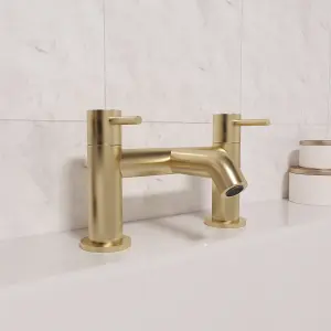 Nes Home Modern Brushed Brass Designer Deck Mounted Bath Filler Tap