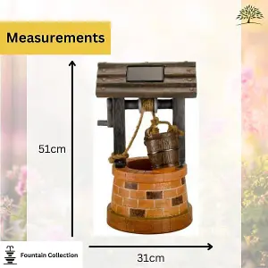 Vintage Style Water Fountain - Solar Powered Resin Wishing Well Colour Recycling Water Feature