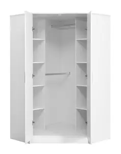 REFLECT 2 Door Corner Wardrobe in Gloss White Door Fronts and Matt White Carcass