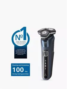 Philips S5885/25 Series 5000 Wet & Dry Men's Electric Shaver With Pop-Up Trimmer, Charging Stand And Full LED Display, Midnight Blue