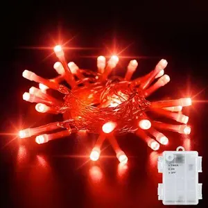 Dalugo Red Battery Fairy Lights, 3m 30 LED Red Christmas Lights With 6H Timer, IP65 Waterproof Battery Powered Fairy Lights For Indoor Outdoor