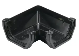 FloPlast Hi-cap Black Square 90° Gutter angle, (Dia)114mm