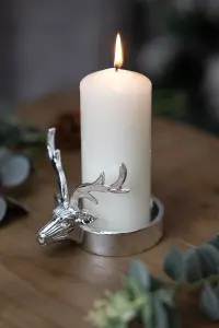 Christmas Silver Stag Candle Holder