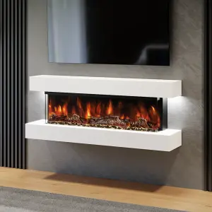 Studio 4 Built in Britain Wall Mounted Electric Fireplace, LED Flame, Fully Assembled, 54 Inches Wide