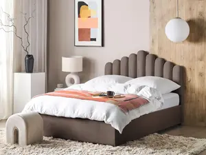 Velvet EU King Size Ottoman Bed Taupe VINCENNES