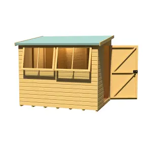 Shire Norfolk Workshop Pent Shed 8x6 Double Door 19mm Loglap Style B