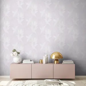 Galerie Welcome Home Purple Lilac Botanical Leaves Wallpaper