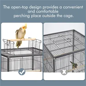 Yaheetech Black Open-Top Bird Cage with Rolling Stand