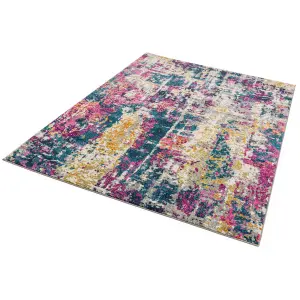 Multi Abstract Funky Modern Easy to clean Rug for Dining Room-120cm X 170cm