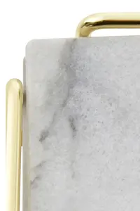 Maison by Premier Delphine Set Of 4 White Marble Coasters with Brass Finish Holder