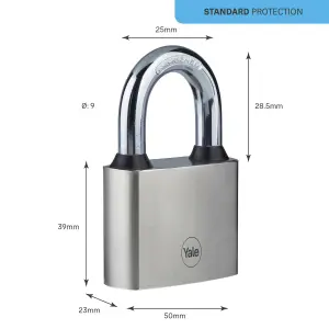 Yale Medium duty Block Iron Disc Open shackle Padlock (W)50mm