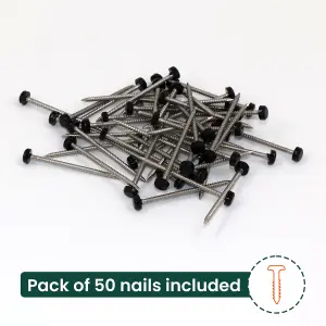 50pk UPVC Panel Pins 40mm Poly Top Pins Nails Plastic Headed Fascia Fixings Roofing Nails Black