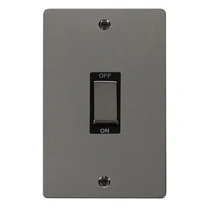 Flat Plate Black Nickel 2 Gang Ingot Size 45A Switch - Black Trim - SE Home