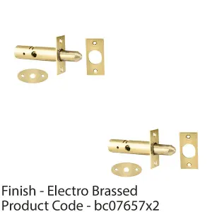 2 PACK - Polished Brass Window Security Bolt - 36mm Length - 33mm Fixing Centres