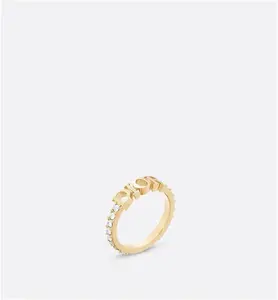 DIOR Diorevolution Ring Gold-Finish Metal And White Crystals - Size L - Women