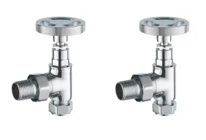 KeenFix Telford Angled Radiator Valves: Chrome