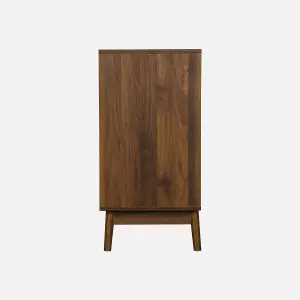 sweeek. 3-drawer chest with grooved wooden detail Linear Dark wood colour 80x40x80 cm