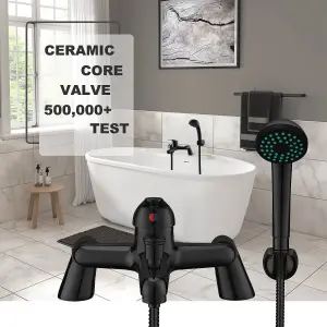 BATHWEST Bathroom Matte Black Bath Filler Taps & Shower Head Brass Bath Mixer Taps Black