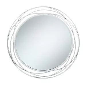 Javin Round Metal Swirl Framed Wall Mounted Accent Mirror Silver