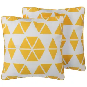 Set of 2 Cushions PANSY 45 x 45 cm Geometric Yellow