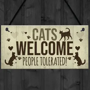 Red Ocean Novelty Cat Signs For Home Funny Cat House Sign Gate Door Plaque Pet Animal Lover Gifts