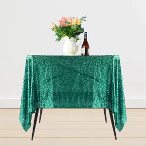 Neel Blue 70" x 70" Square Sequin Tablecloth, Emerald Green