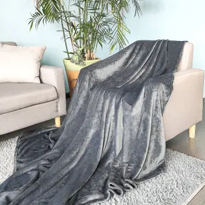 Neel Blue Soft Fluffy Fleece Blanket - Grey - 130cm x 150cm