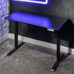 X-Rocker Ascend Height Adjustable Gaming Desk, 120cm Wide - BLACK