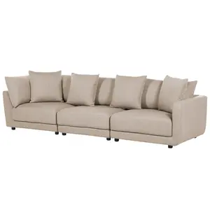 3 Seater Fabric Sofa with Ottoman Beige SIGTUNA