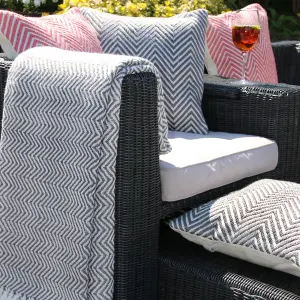 Woven Indoor Outdoor Washable Herringbone Cuddly Throw Sky Grey - 130cm x 180cm