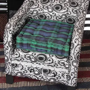 Homescapes Black Watch Tartan Cotton Armchair Booster Cushion