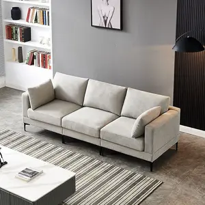 ANEK 3 Seater Grey Fabric Sofa and Pillows