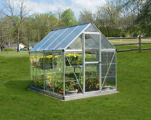 Greenhouse Hybrid 6X10- Polycarbonate - L306 x W185 x H208 - Silver