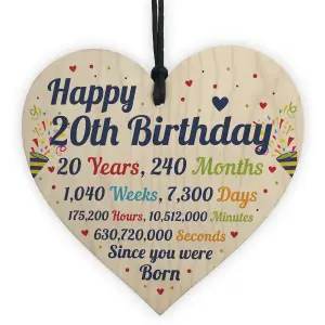 Red Ocean 20th Birthday Gift For Boys Wooden Heart 20th Birthday Gift For Girls 20th Birthday Decorations