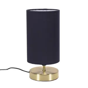 Romica Touch Table Lamps with Fabric Shades Brushed Gold / Navy / No